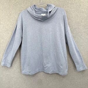 Pure Jill Hoodie Pullover Womens M Blue Pima Cotton Tencel Modal Cowl Neck